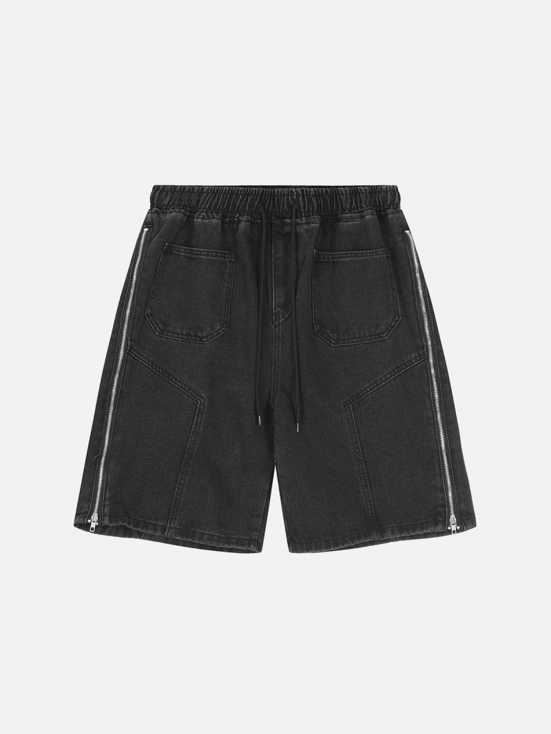 Short Aelfric Eden Vintage Side Zippé Denim Bleu | OLU-03588642